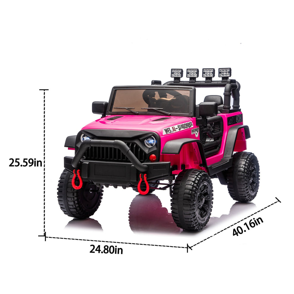 24V Kids Ride-On Car with Remote Control and Bluetooth - Rose Pink
