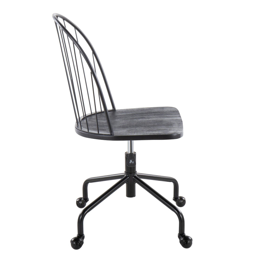Farmhouse Adjustable High Back Office Chair with 360° Swivel - Black