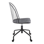 Farmhouse Adjustable High Back Office Chair with 360° Swivel - Black
