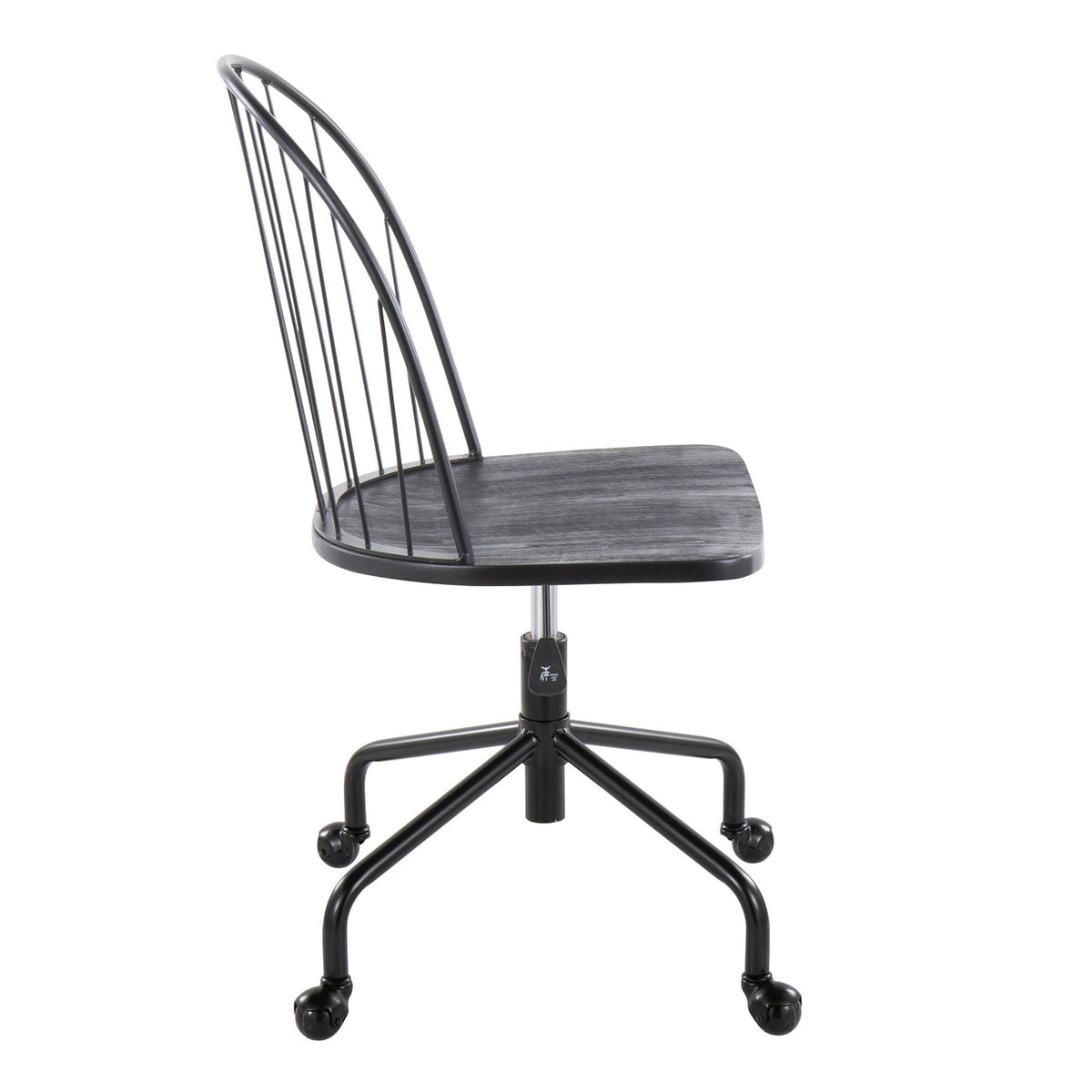 Farmhouse Adjustable High Back Office Chair with 360° Swivel - Black