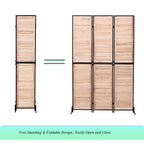 Rustic 3 Panel Room Divider with Metal Frame - Black or Light Brown