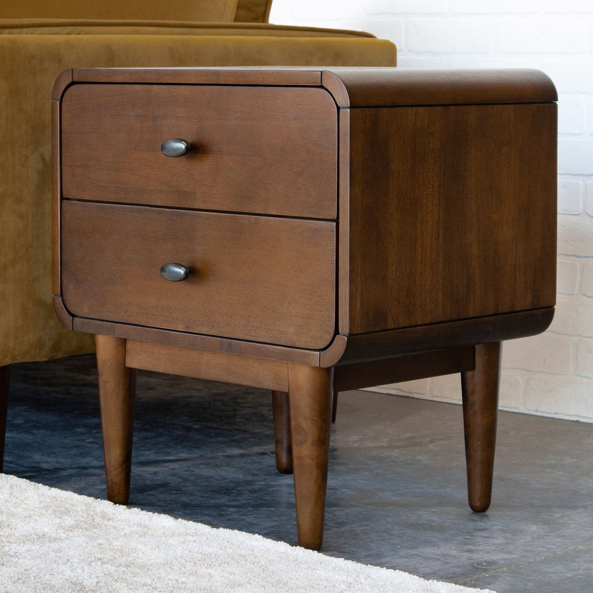 Alexa Night Stand with Solid Wood Construction - Brown