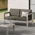 Outdoor Aluminum Loveseat with Deep Cushions - Silver