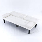Foldable Sofa Bed with Cup Holder and Solid Wood Frame - Multiple Colors