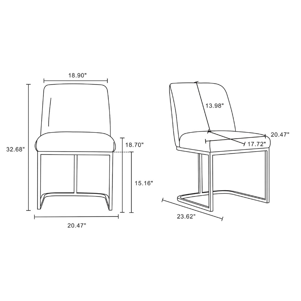Serena Dining Chair with Geometric Metal Base - Available in Multiple Colors
