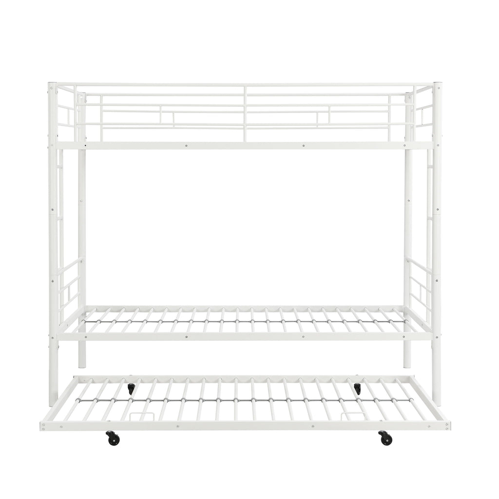 Twin Over Twin Metal Bunk Bed with Trundle - Black