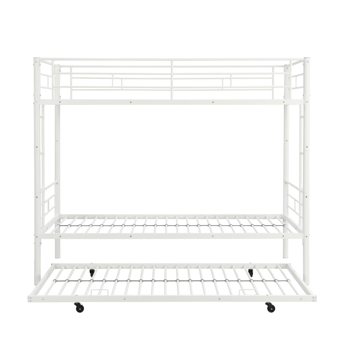 Twin Over Twin Metal Bunk Bed with Trundle - Black