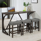 Bar Table Set With 3 Padded Stools