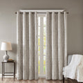Knitted Jacquard Damask Total Blackout Curtain Panel with Silver Grommets - Silver