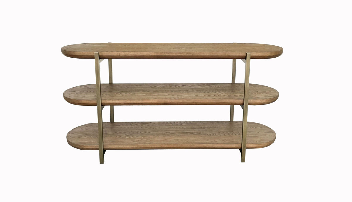 Light Brown Console Table with Open Storage Shelf - 60"