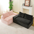Multifunctional 4-Seater Stationary Sofa with Adjustable Layout - Pink & Black