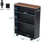 4 Tier Narrow Rolling Kitchen Slim Storage Cart with Locking Wheels – Black or White