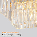 Rectangular Crystal Chandelier with Adjustable Height - Gold