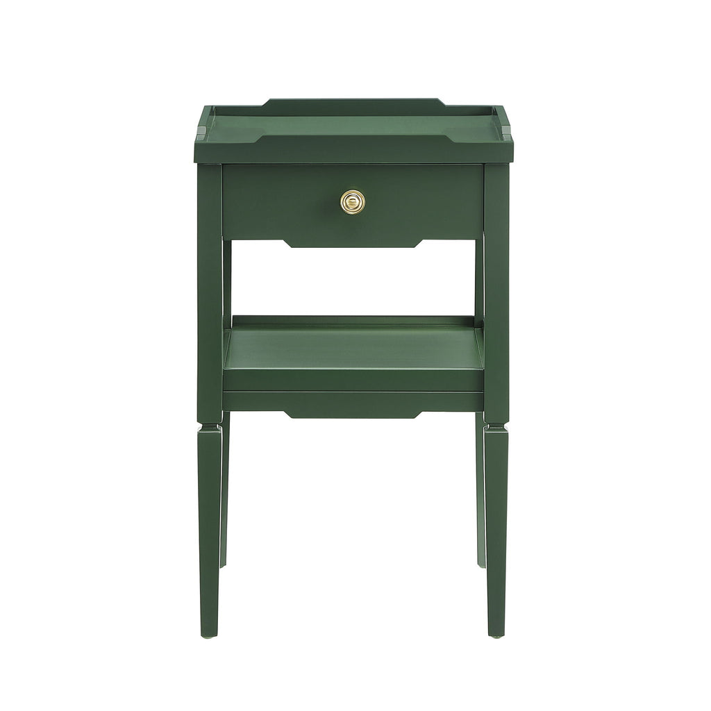 1 Drawer Nightstand with Solid Wood Frame - Blue, Dark Green, or White