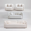 Japandi Luxury Modern Sofa Couch with Boucle Fabric - White Beige
