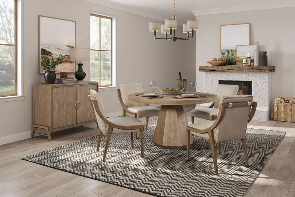 Elegant Round Dining Table with Pedestal Base - Light Brown or Dark Brown