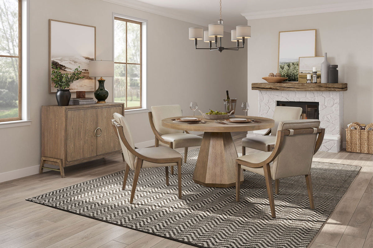 Elegant Round Dining Table with Pedestal Base - Light Brown or Dark Brown