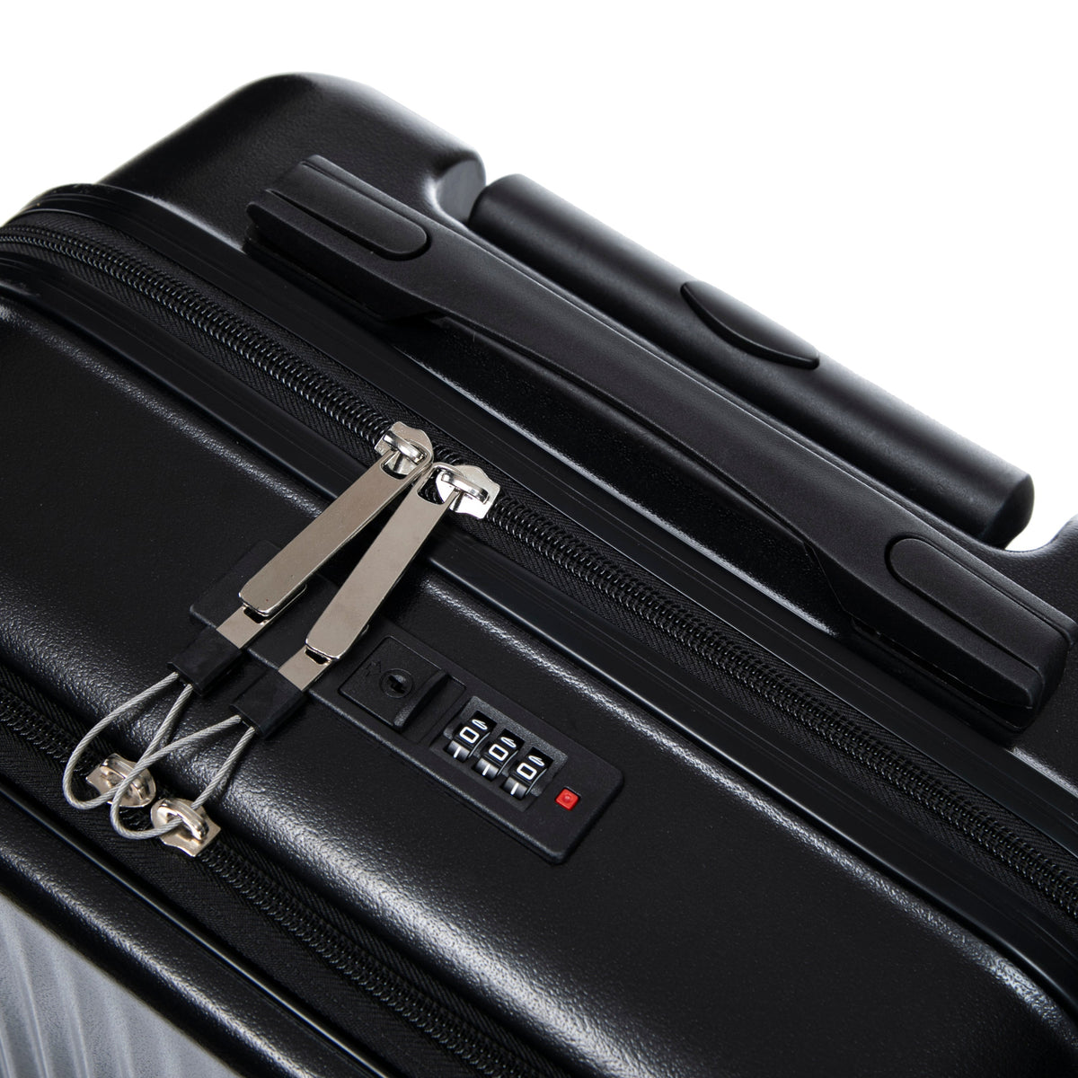 ABS Spinner Wheel Luggage Set with Cosmetic Case - Black