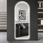 Arch Design LED Full Length Mirror with Dimmable LED Lights - Silver