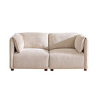 Aura 96 in. 4-Piece L Shaped Modular Sectional Sofa with Wood Frame - Boucle