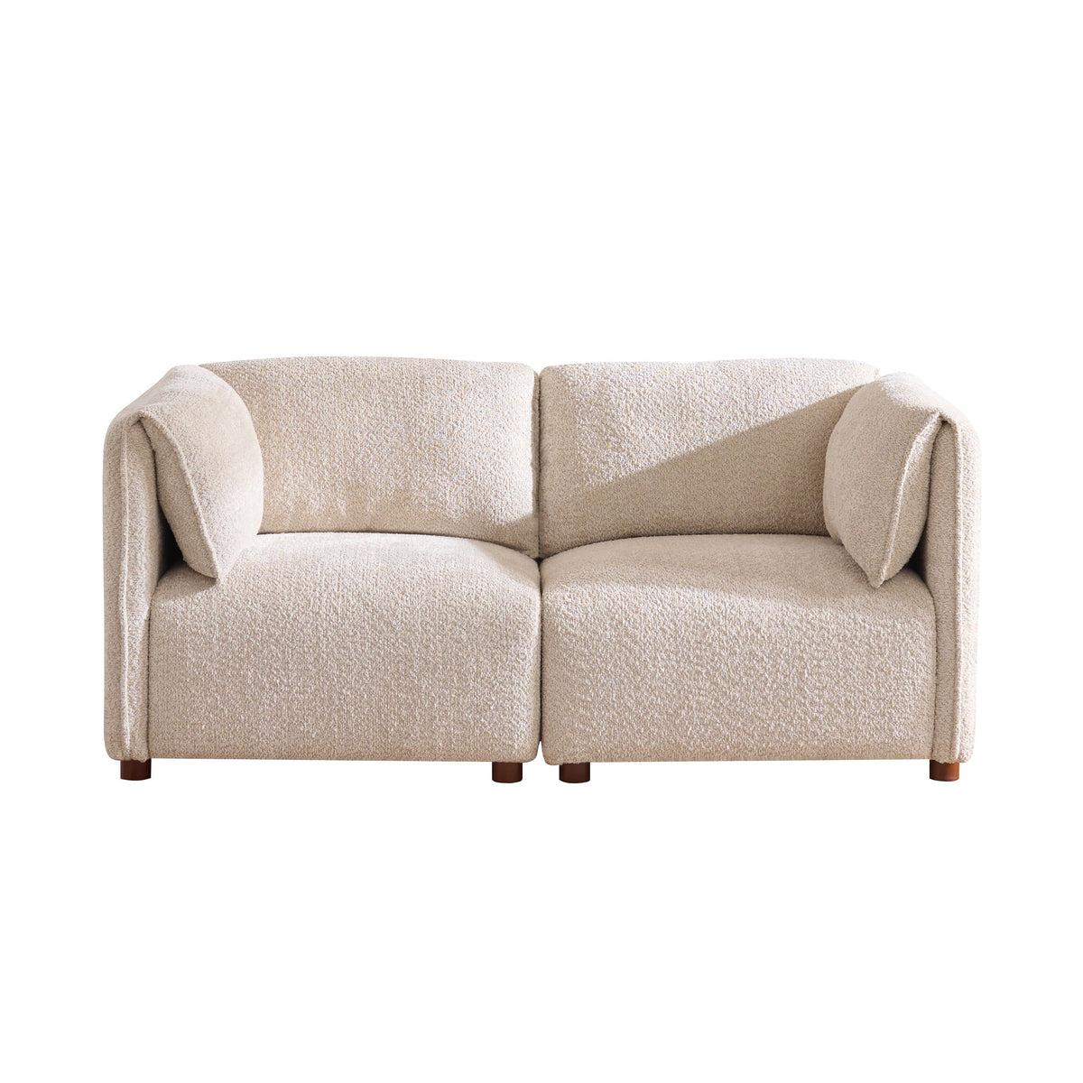 Aura 96 in. 4-Piece L Shaped Modular Sectional Sofa with Wood Frame - Boucle