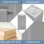 Bathroom Vanity with Sink and Adjustable Shelf - Multiple Colors