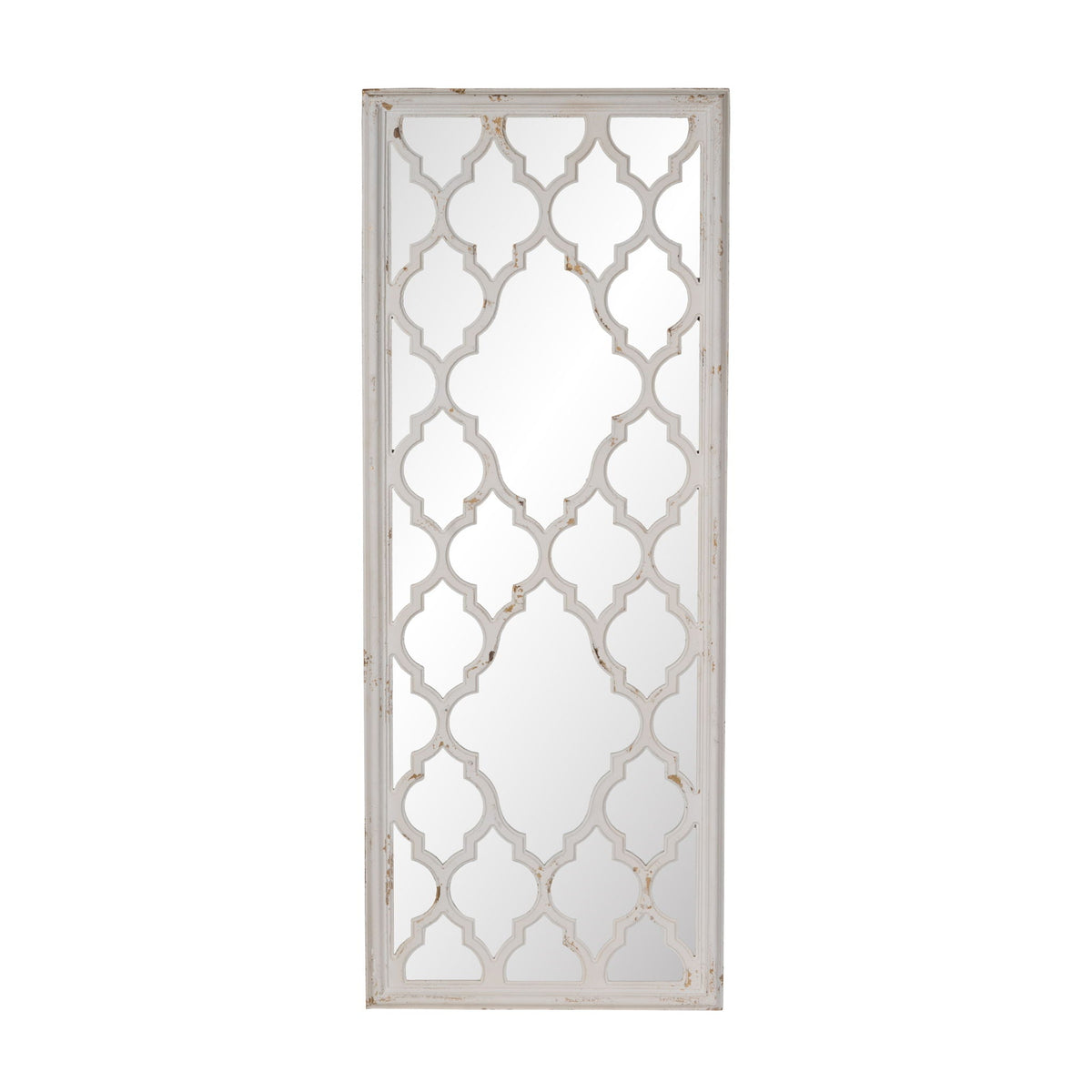 Distressed Floor Mirror with Full Body View - White