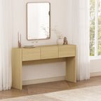 Linda Console Table with Three-Drawer Storage - Light Brown, Dark Brown, Dark Gray