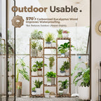 Wood Plant Stand with 10 Shelves - Eucalyptus Finish