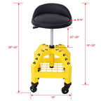 Pneumatic 360 Degree Swivel Creeper Stool with Adjustable Height - Red, Yellow, Green, Dark Gray