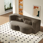 Modern Floor Sofa With 2 Pillows, Convertible Twin Size Folding Mattress - Multi-Color