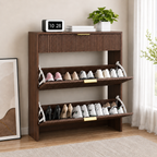 Narrow Fluted Shoe Storage Cabinet with Fluted Detailing - MDF