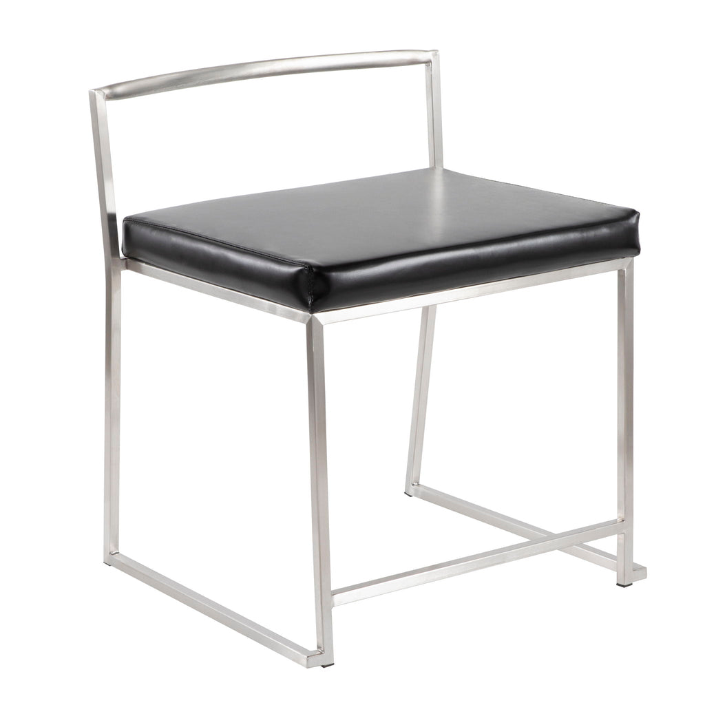 Contemporary Stackable Dining Chair Set with Metal Frame - Blue or Black