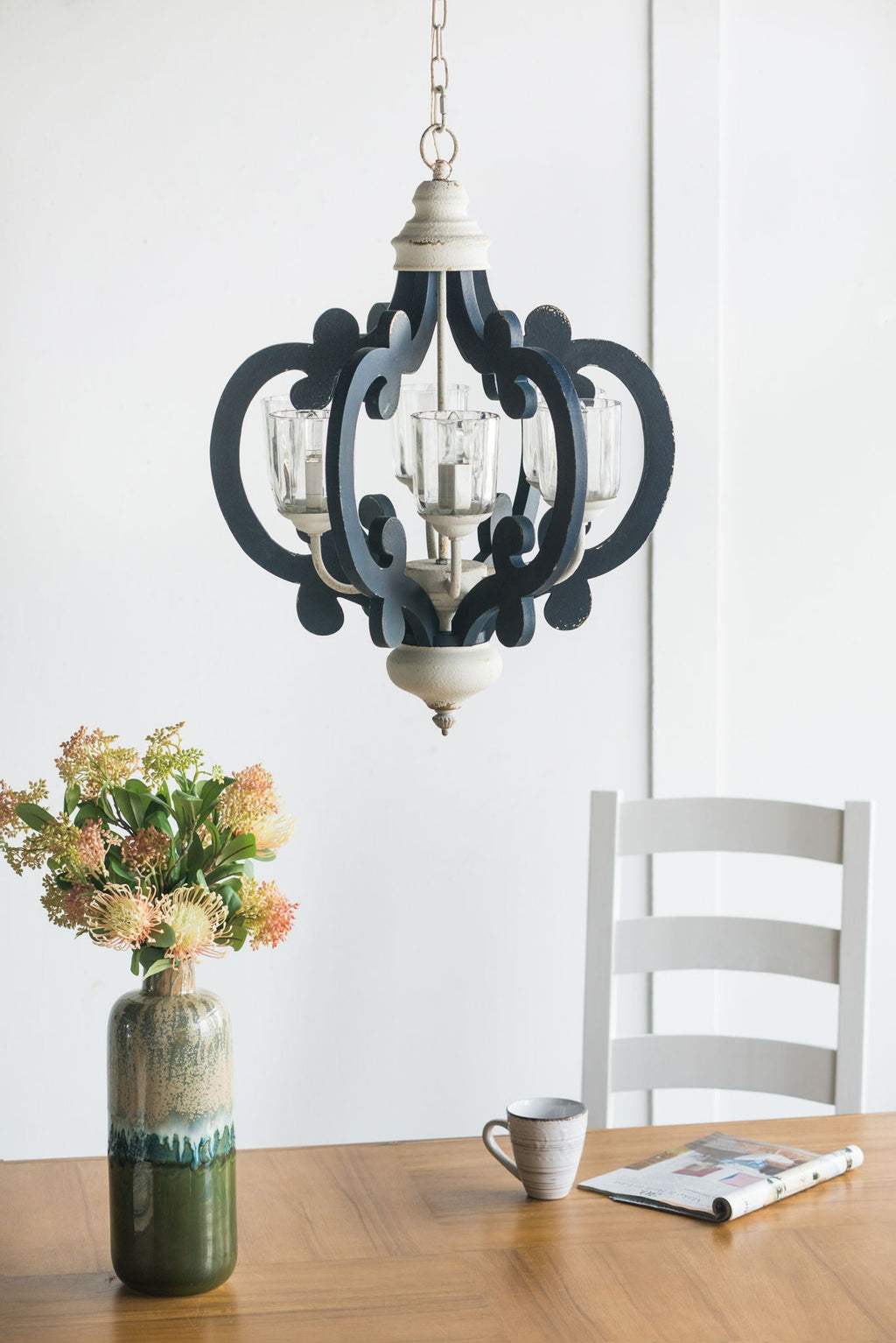 Wood Chandelier 6 Light Farmhouse Pendant Lighting