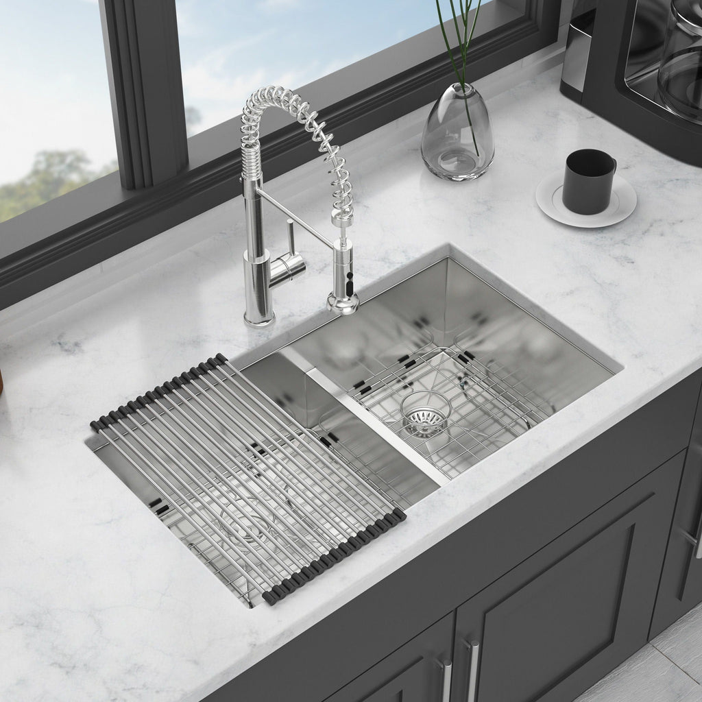 Modern Double Bowl Undermount Sink with 10" Deep Basins - Gray