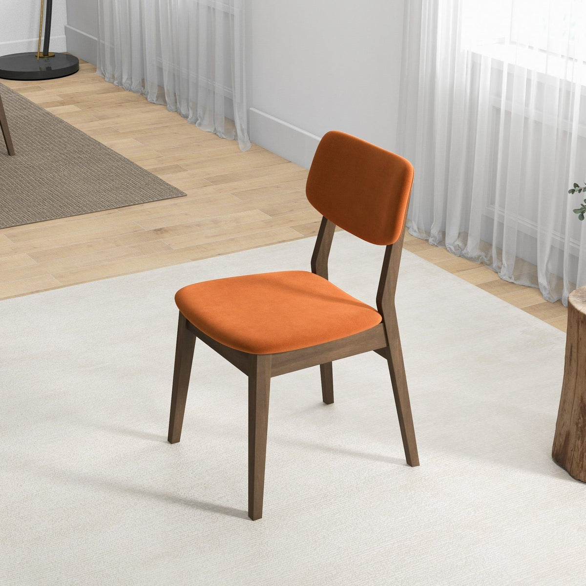 Solid Back Side Chair Set with Mid-Century Modern Design - Multiple Colors