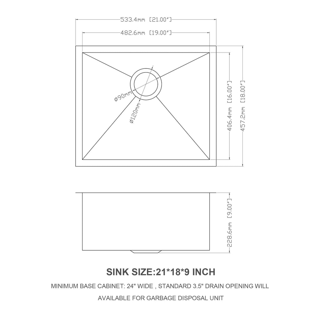 Modern Undermount Stainless Steel Kitchen Sink 16 Gauge, Deep Single Bowl - Gray