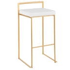 Contemporary Stackable Barstool Set with Upholstered Seat - Multiple Colors