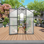 Windproof Greenhouse with Raised Base - Polycarbonate Panels - Black