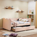 Gingham Daybed with USB Charging Port and Wave-Shaped Design - Multiple Colors
