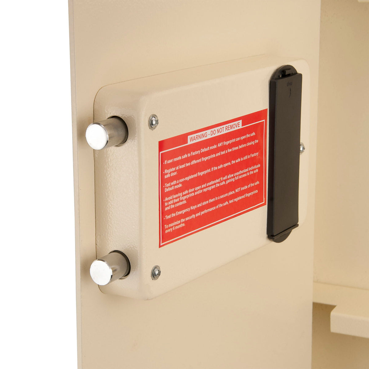 Beige Biometric Wall Safe with Fingerprint Access - Durable Steel