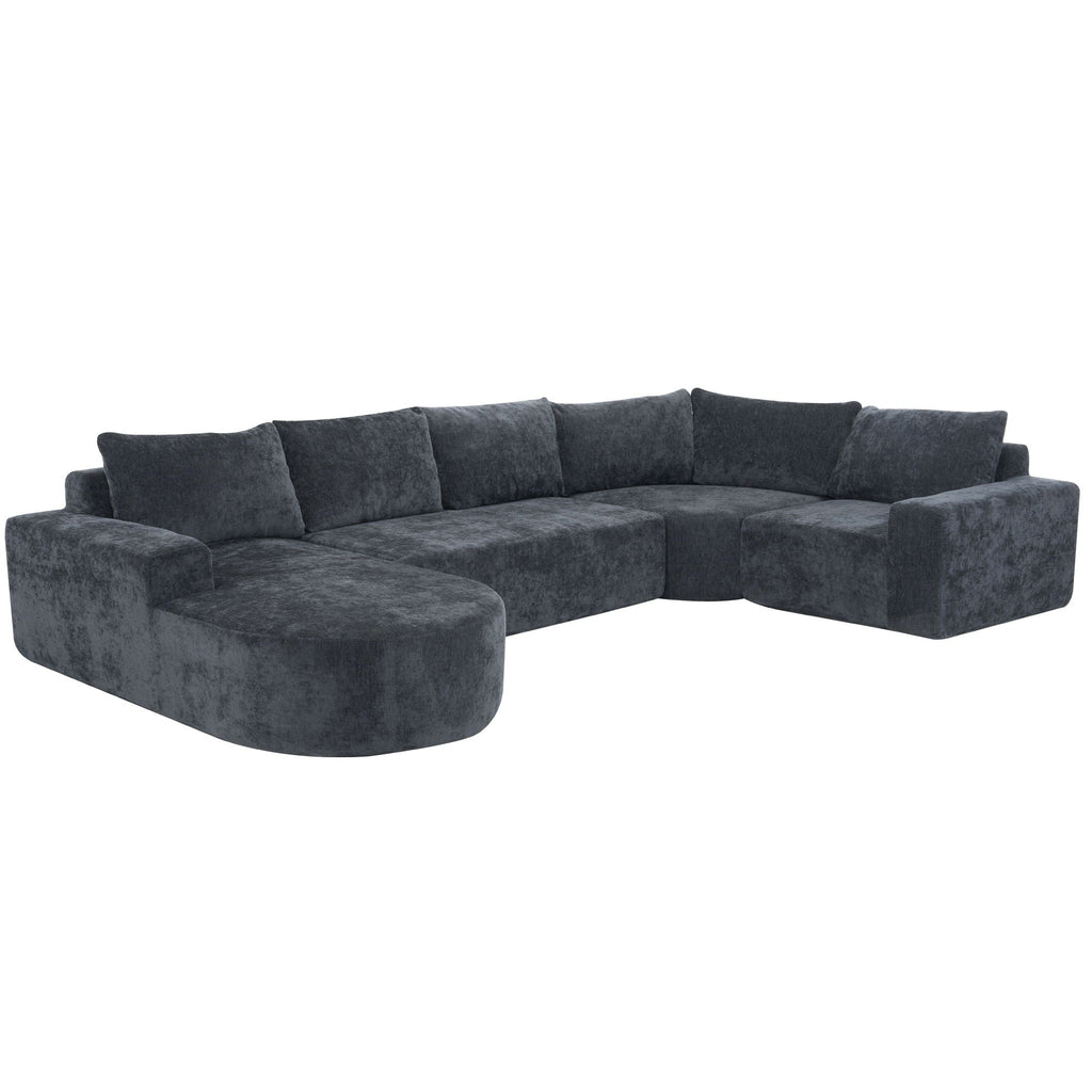 Modular Cloud Sectional Sofa Set with Deep Seating - Choose Beige, Dark Gray, or Dark Brown