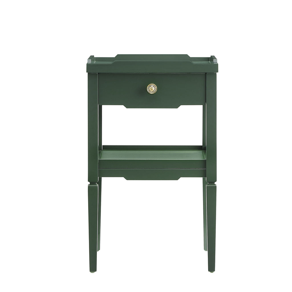 1 Drawer Nightstand with Solid Wood Frame - Blue, Dark Green, or White