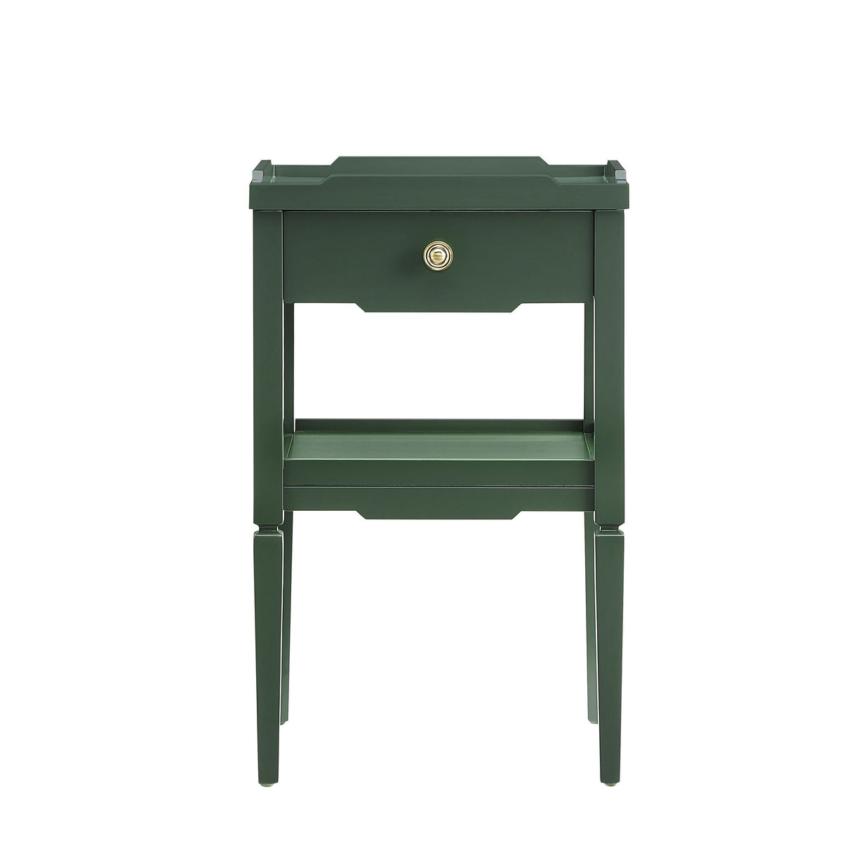 1 Drawer Nightstand with Solid Wood Frame - Blue, Dark Green, or White