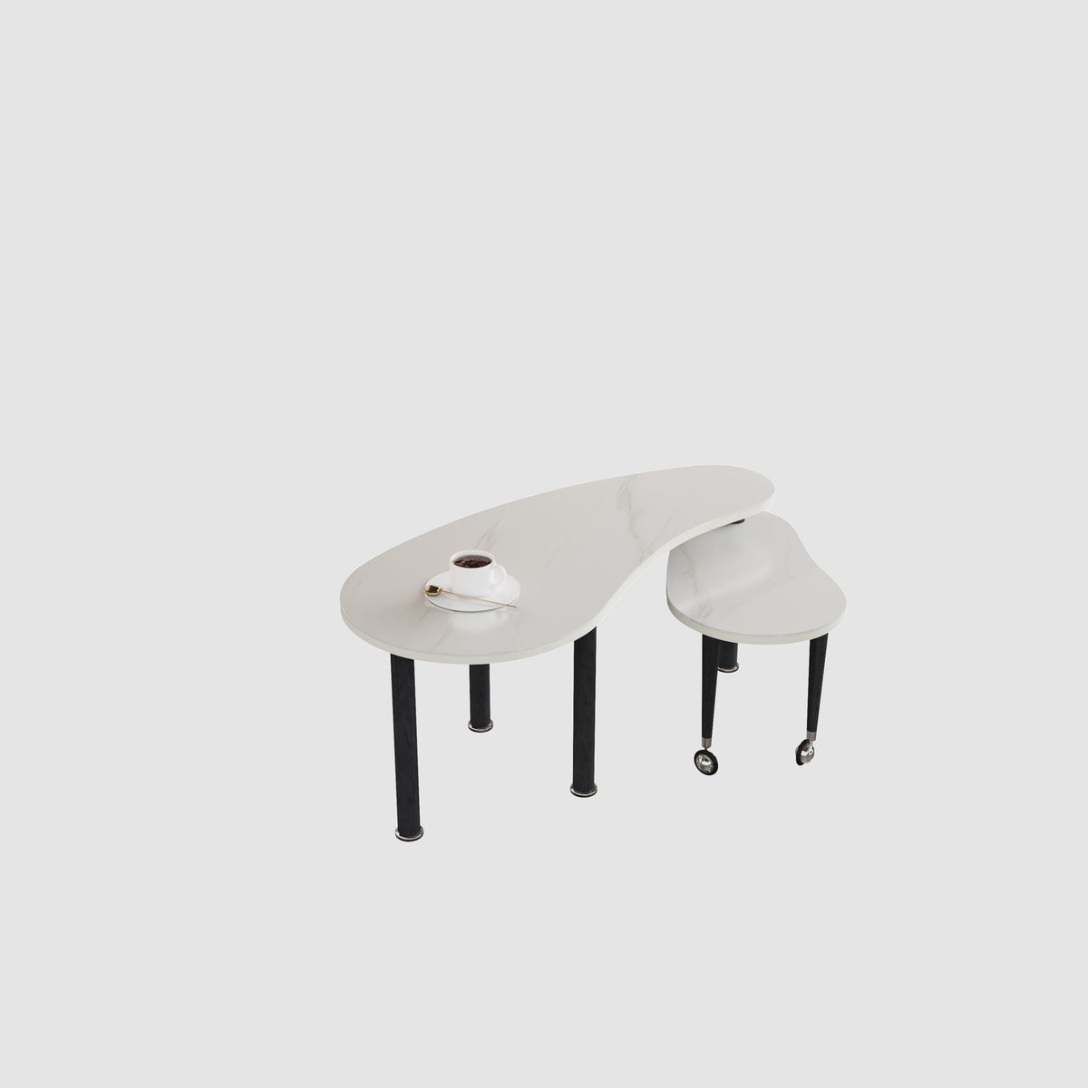 Rotatable Cocktail Table with 360 Degree Rotating Top – Solid Wood Legs