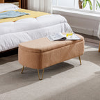 Faux Fur Storage Ottoman Bench with Padded Upholstery - Multiple Colors