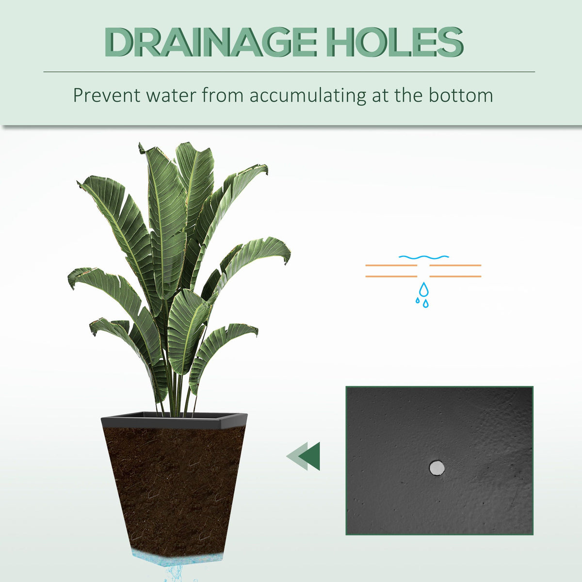 Gray Indoor Outdoor Planters Set of 3 with Drainage Holes