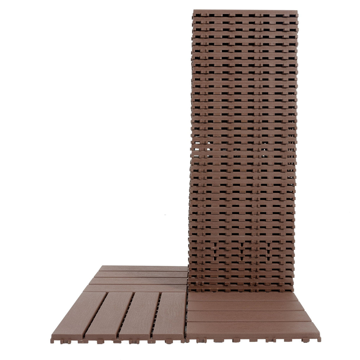 Interlocking Deck Tiles 44 Pack with Easy Click Installation - Dark Brown or Dark Gray