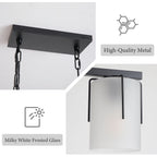 Adjustable Cylindrical Pendant Light with Frosted Glass Shade - Black or Gold