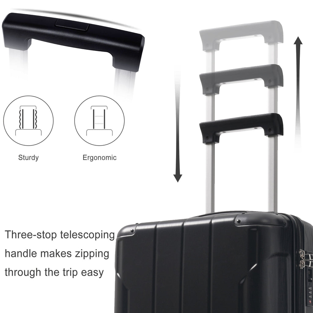 20-Inch Hardshell Carry-On Luggage with TSA Lock - Black